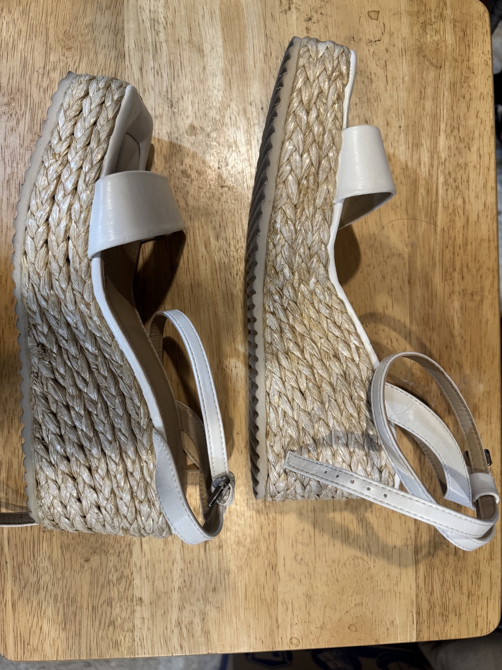 JustFab White Espadrille Wedge Sandals with Ankle Strap